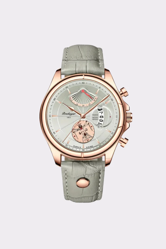 Relógio Poedagar em bracelete de cabedal