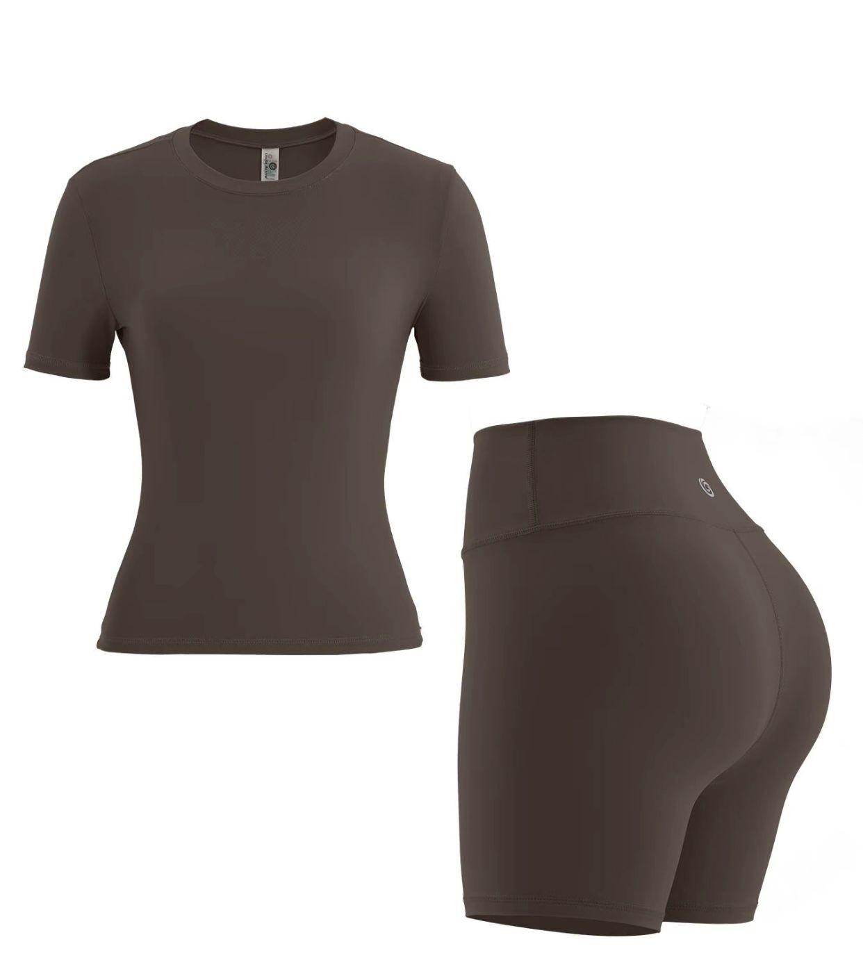 Conjunto fitness t-shirt e calção modelador